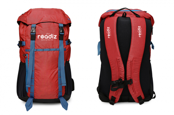 Unisex Red & Black Solid Urbana Backpack-02