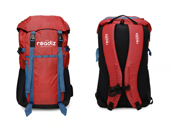 Unisex Red & Black Solid Urbana Backpack-02
